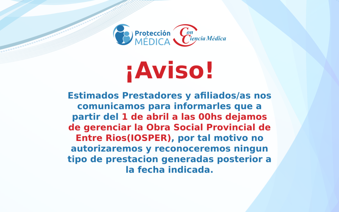 Baja de convenio con IOSPER